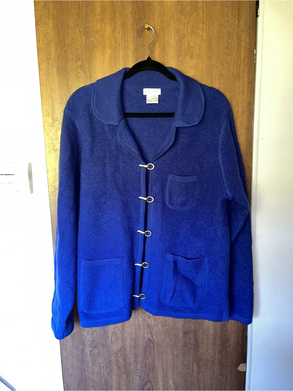 Vintage Wool Pierre Cardin Royal Blue Shawl Collar Cardigan